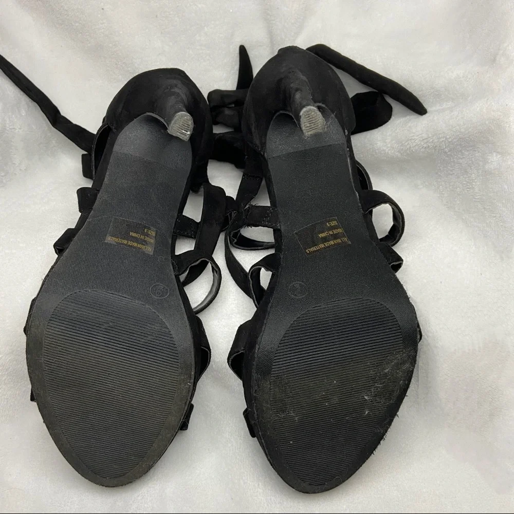 Lounge Suede Crisscross Leg Wrap Stiletto Heel - Picture 10 of 13